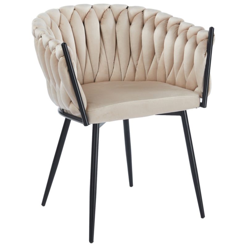 Krzesło MebleMWM DC-7077 welur beż 5 nogi czarne 1 szt.