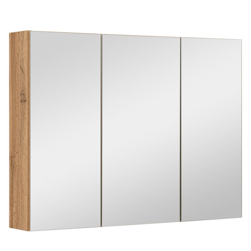 Szafka łazienkowa z lustrem MyFurni, 80 cm, dąb wotan, wisząca, lustrzana, 1 szt.