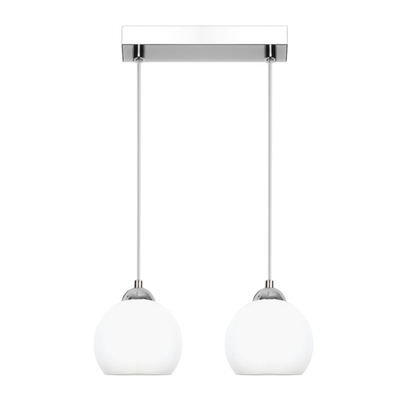 Lampa wisząca listwa EDYLIT 2xE27 białe kule glamour do salonu MOKA SILVER 13-678 1 szt.