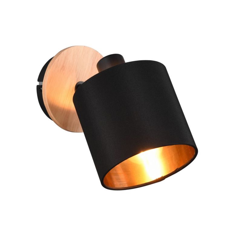 Lampa wisząca RL Tommy czarno-złota-jasne drewno wym: 18,5 x 12 x 12 cm 1xE14 x 28W 1 szt.