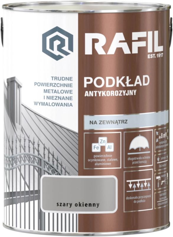 Podkład antykorozyjny Śnieżka Rafil szary okienny 5 l
