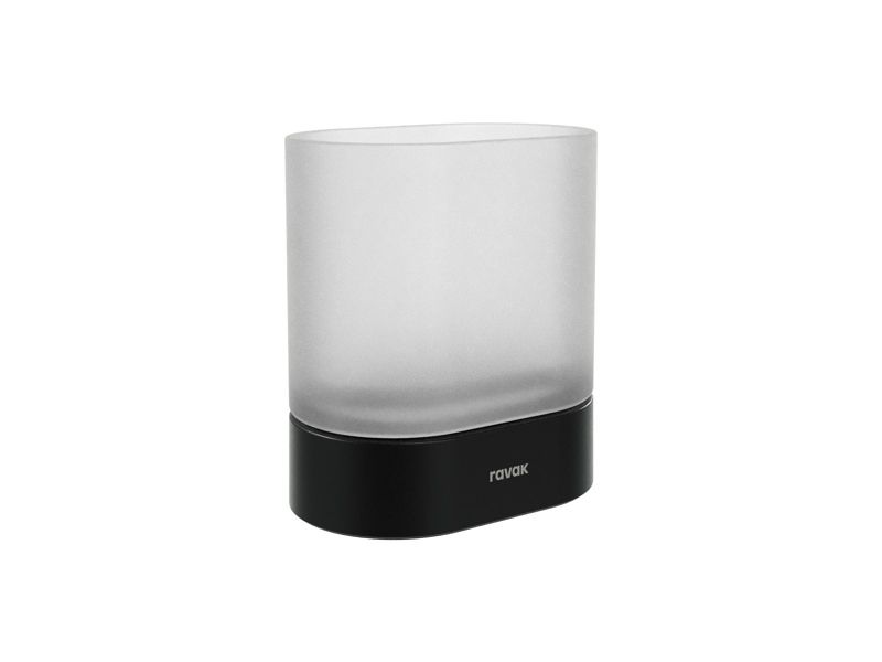 Kubek szklany wolnostojący Ravak Chrome II CR II 211.20BLM czarny mat 1szt