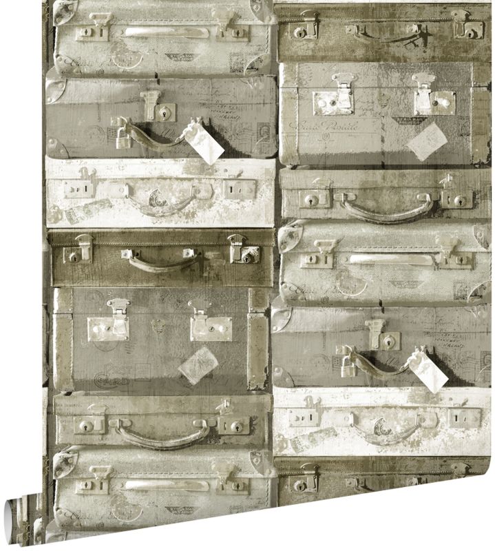 Tapeta ESTAhome zabytkowe walizki jasny brąz 53 cm x 10.05 m - 1 rol.