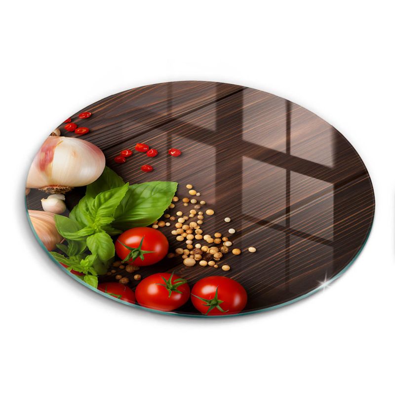 Okrągła szklana deska do krojenia Wallfluent fi40 cm Warzywa na stole 1 szt.