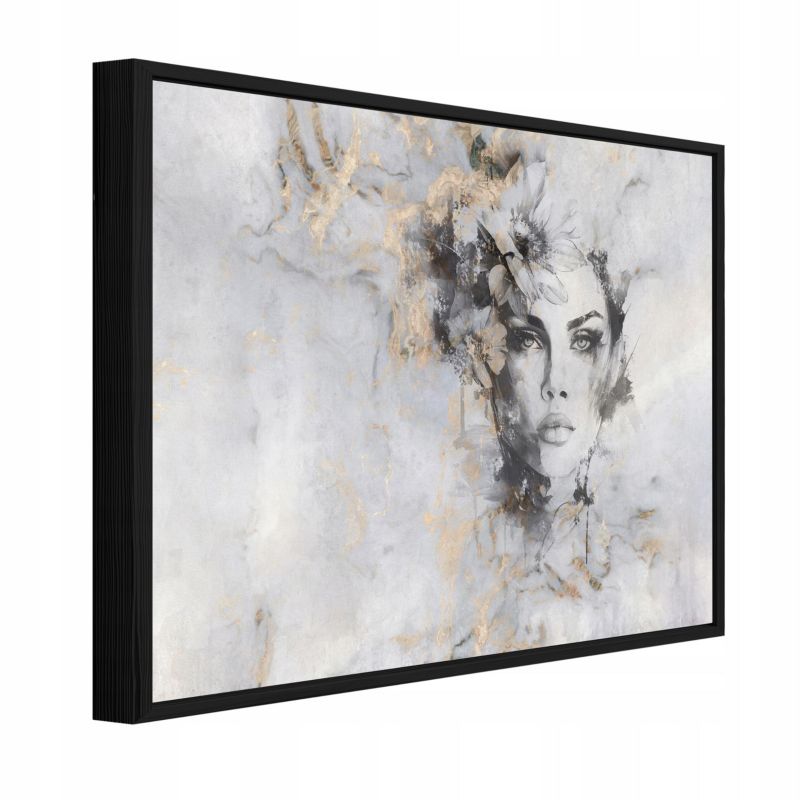 Obraz W Ramie WALLARENA Do Sypialni Salonu Na Płótnie Kobieta Abstrakcja Beton Beżowy 120x80 cm PPR15369O20 1 szt.