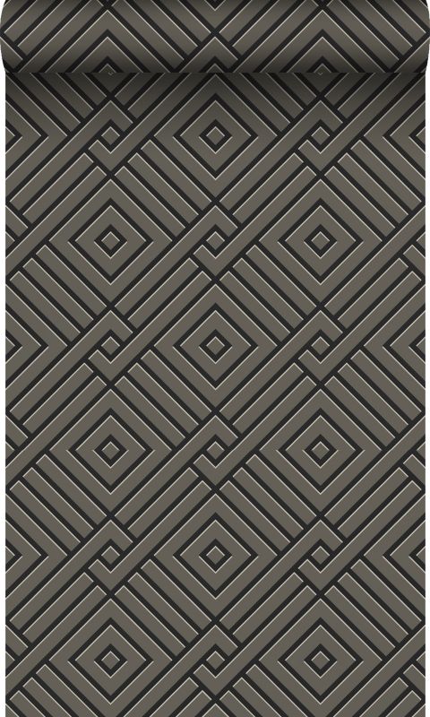 Tapeta Origin Wallcoverings motyw graficzny 3D szaro-szarymIczarnym 50 x 900 cm - 1 rol.