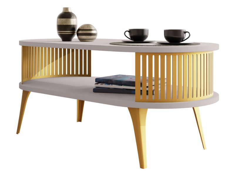 Stolik kawowy owalny MIRJAN 24 Roenni złoty/kaszmir 1 szt.