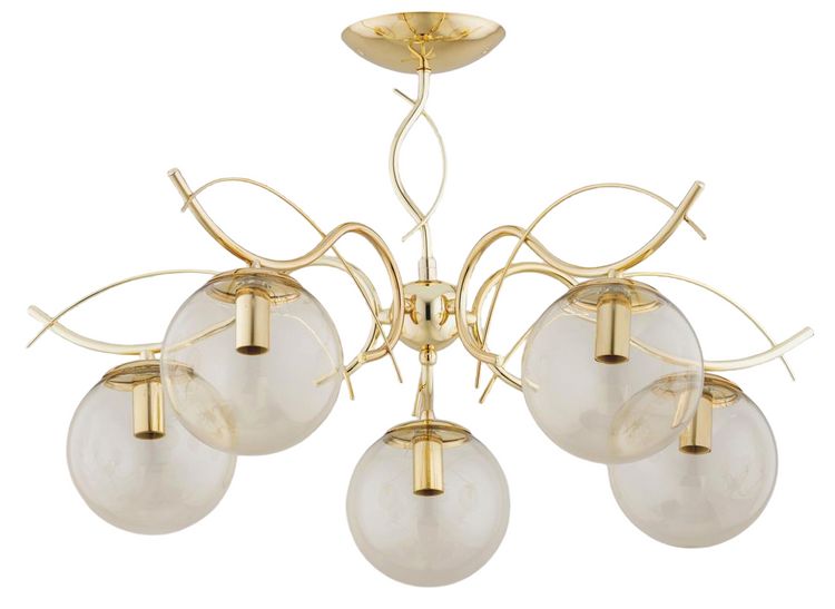 Lampa sufitowa wisząca Alfa Panda 2103 złoto-bursztynowy dekoracyjna 5xE14 x 10W 1 szt.