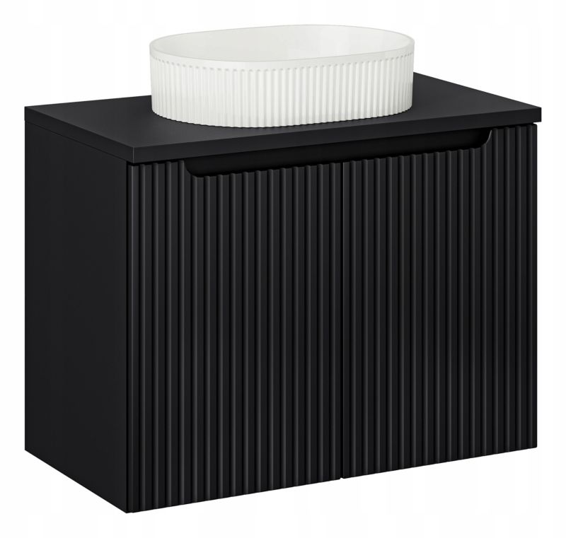 Szafka pod Umywalkę łazienkowa 80 cm Wisząca z Blatem Czarny Nova Black Czarna z Umywalką Furnidea 1szt.