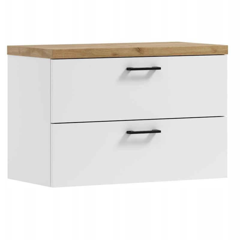 Szafka łazienkowa wisząca pod umywalkę Lume 80 cm BETTER HOME biała + dąb craft złoty 1 szt