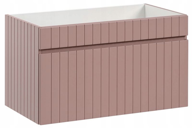 Szafka łazienkowa Furnidea 80 cm wisząca różowa front ryflowany Iconic 1 szt.