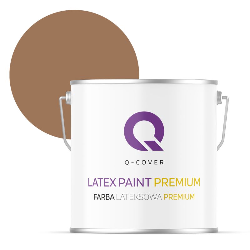 Farba Lateksowa Premium Plamoodporna do Ścian i Sufitów Q-Cover Brązowy H5018 Głęboki Mat 5L