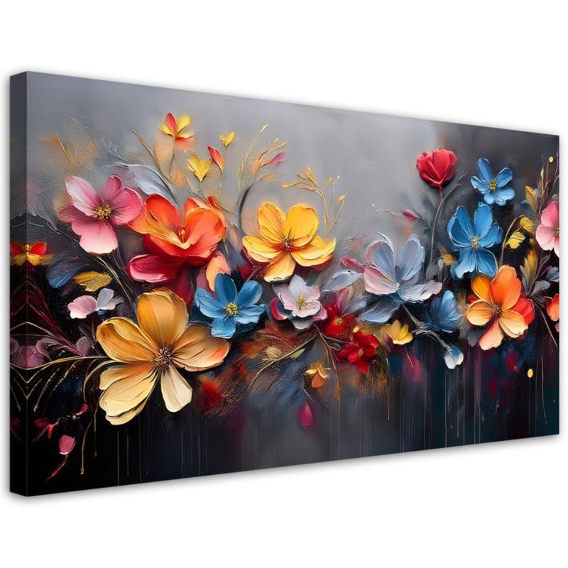 Obraz na płótnie Feeby Malowana Kompozycja Kwiatów 100x50cm 1szt