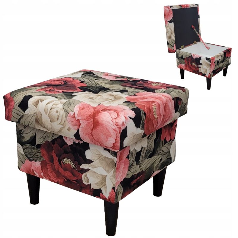 Pufa do salonu podnóżek z pojemnikiem Family Meble ARI piwonie 1szt