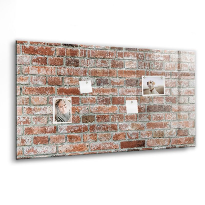 Szklana tablica magnetyczna Wallfluent 120x60 cm Cegła mur Biały marker 1 szt.