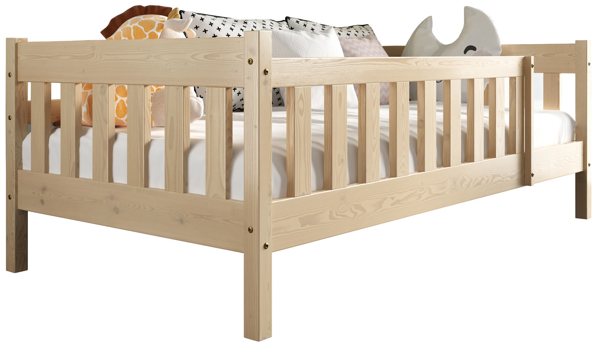 Sosnowe łóżko dziecięce w stylu skandynawskim z drewna sosnowego 80x190 cm NEBULA