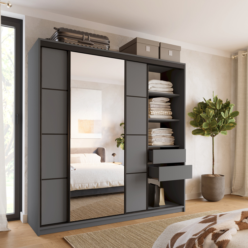 Szafa przesuwna z lustrem do sypialni 200 cm LOFT