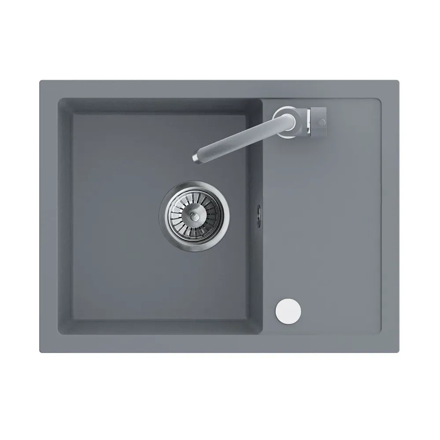 Zlewozmywak Piko 1-kom. z ociekaczem, baterią i syfonem, szary 58x44 cm