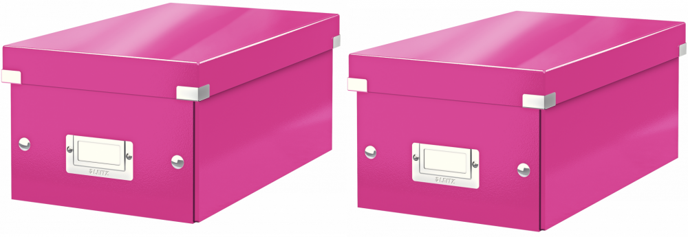 2x pudełko na płyty CD/DVD Leitz Click&Store Wow, 147x206x352mm, 1 sztuka,różowy