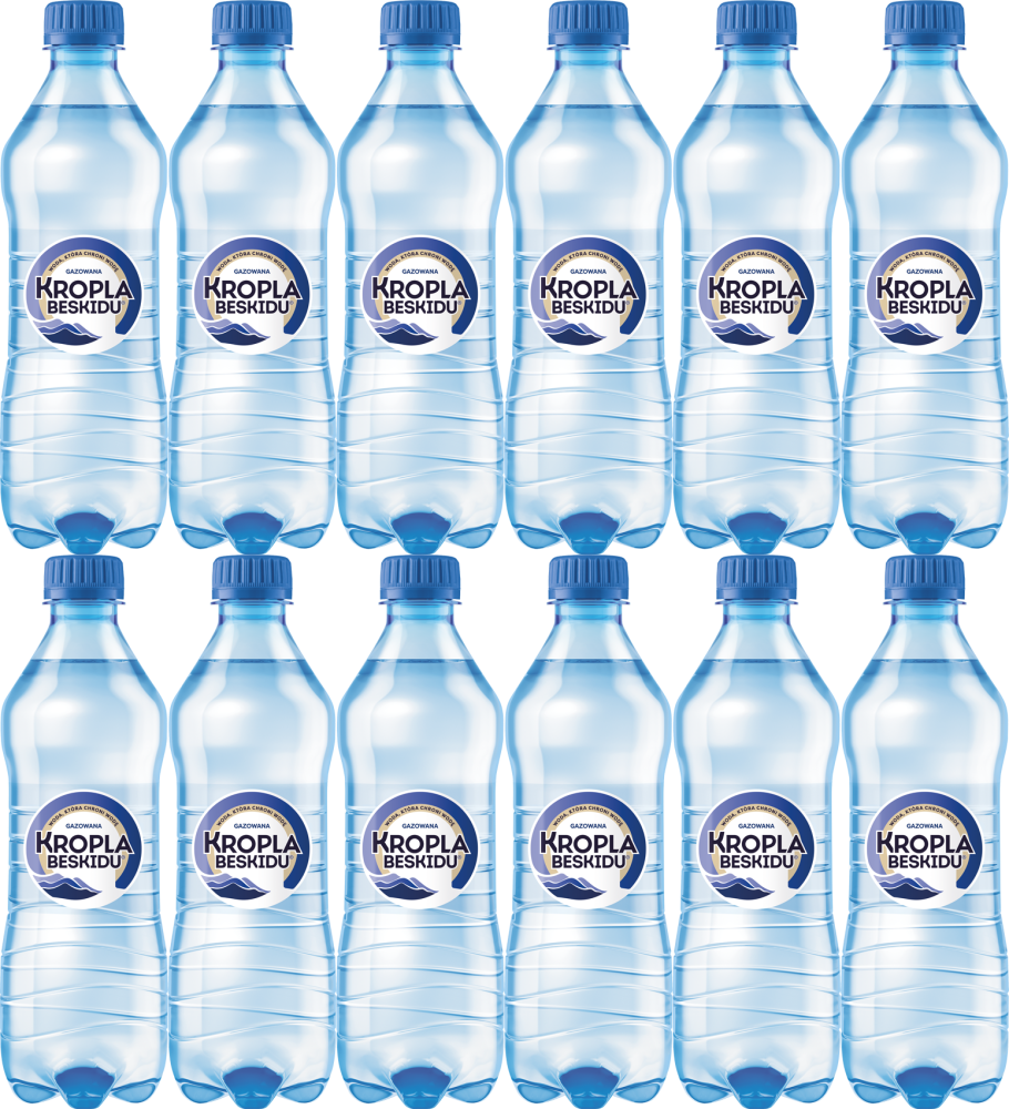 12x Woda gazowana Kropla Beskidu, 0.5l, butelka PET, KAUCJA