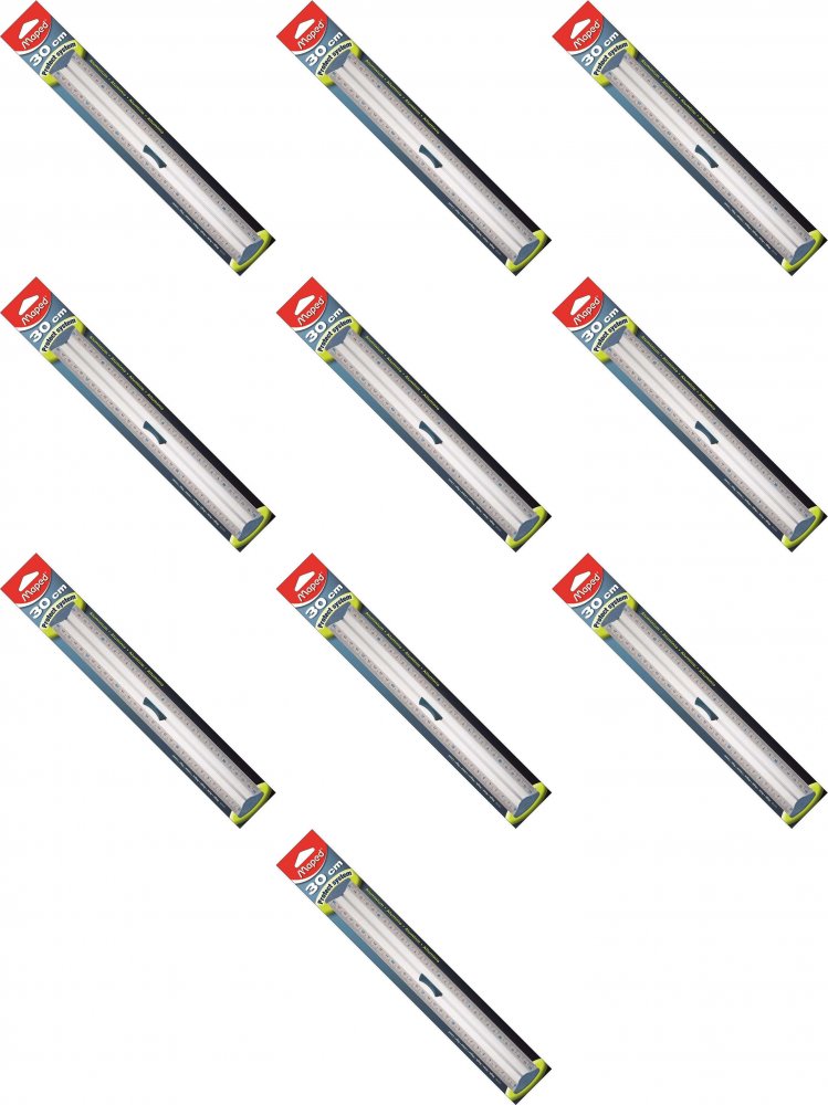 10x Linijka aluminiowa Maped Protect Sysytem, z uchywtem, 30cm, srebrny