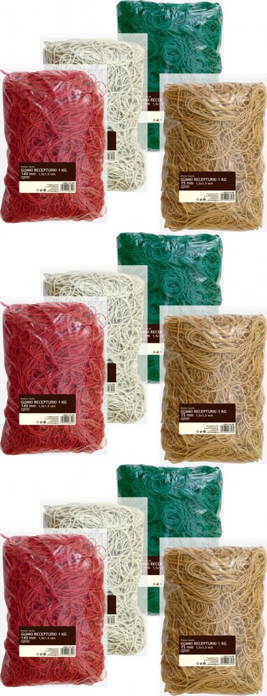3x Gumki recepturki Grand, 30mm, 1kg, mix kolorów