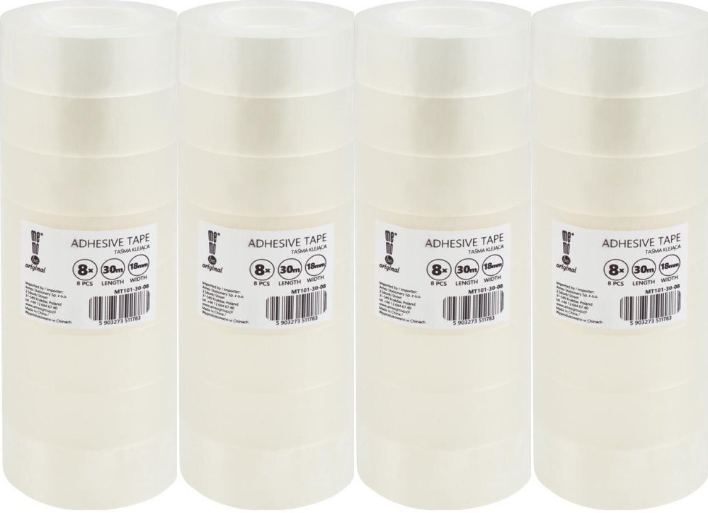 4x Taśma klejąca MemoBe 18mmx30m, 8 sztuk, przezroczysty