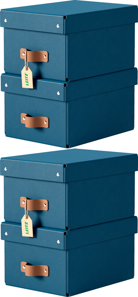 2x Pudełko do przechowywania Leitz Puro, małe, 7l, z tektury z recyklingu, 2 sztuki, granatowy