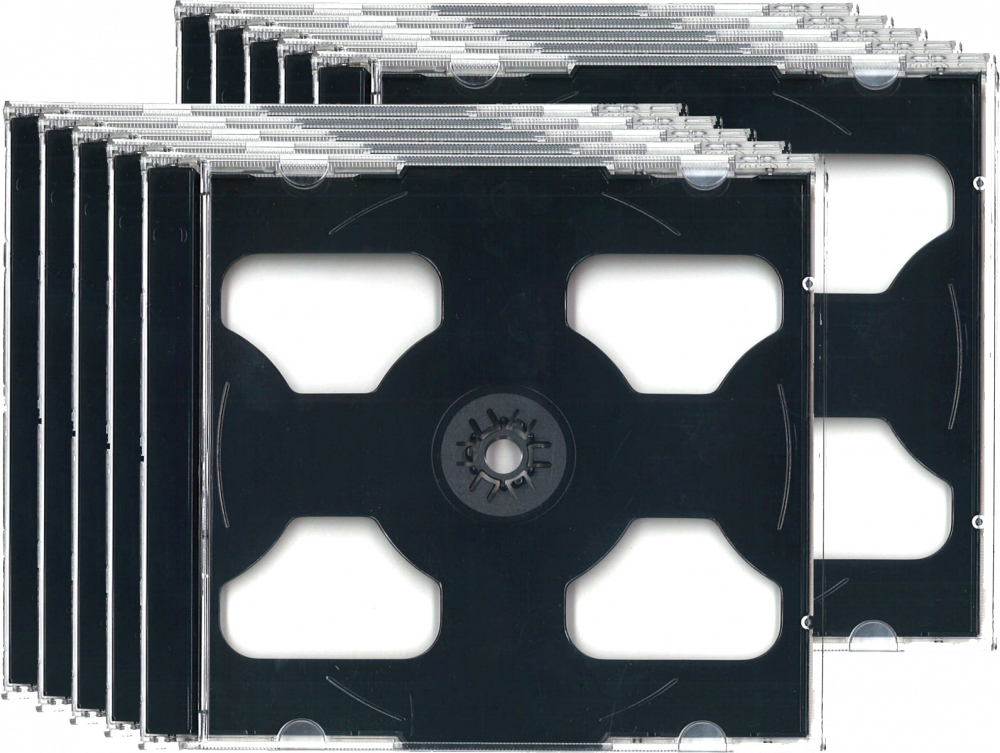 10x Pudełko na 2 płyty CD/DVD Omega, 1 sztuka, transparentny/czarny