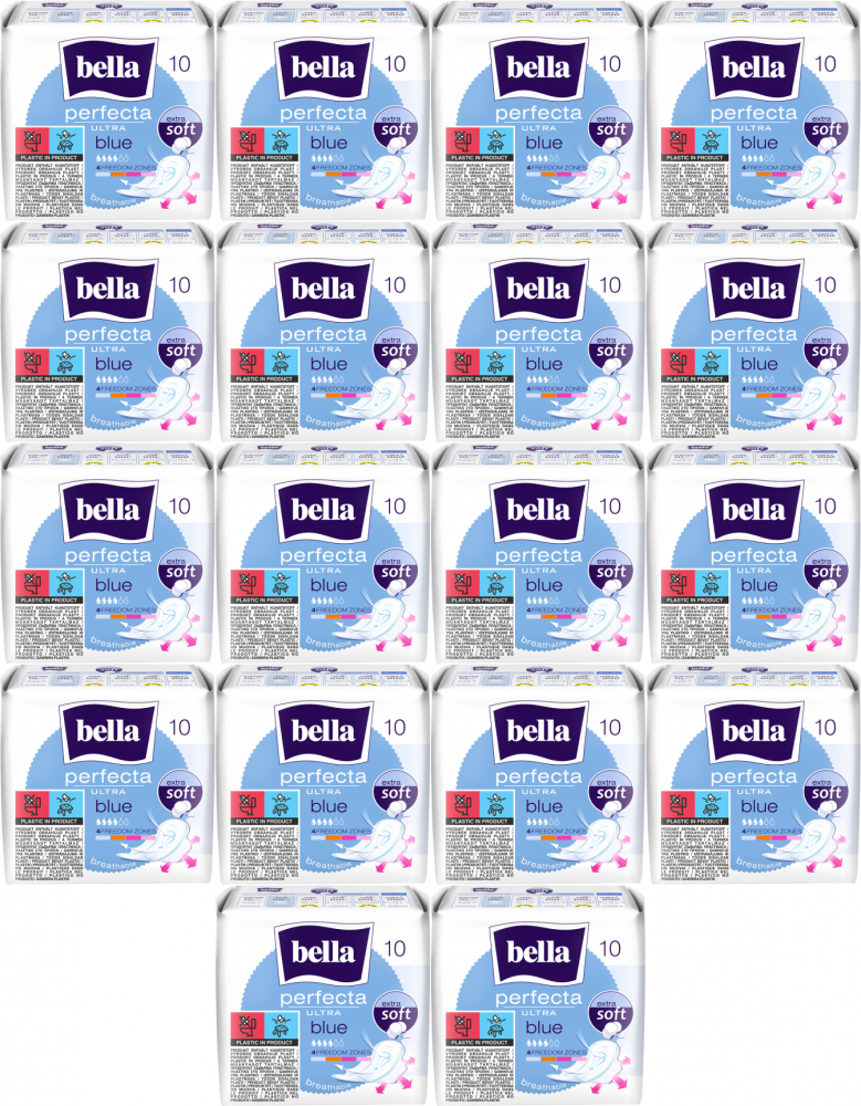 18x Podpaski Bella Perfecta Ultra Blue, extra soft, ze skrzydełkami, 10 sztuk