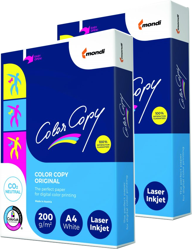 2x Papier satynowany ekologiczny Mondi Color Copy, A4, 200g/m2, 250 arkuszy, biały