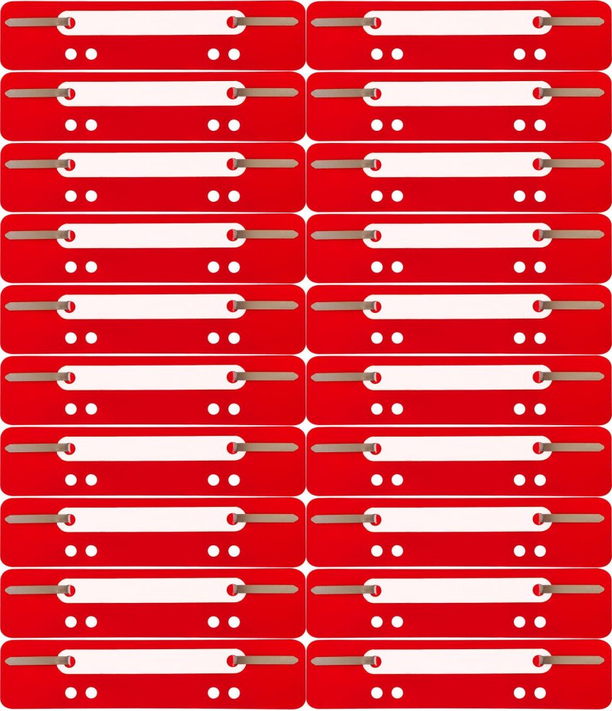 20x Wąsy skoroszytowe MemoBe, 25 sztuk, czerwony