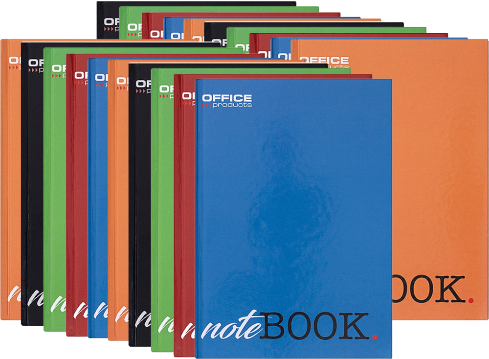 20x Brulion w linie Office Products, A4, twarda oprawa, 96 kartek, mix kolorów
