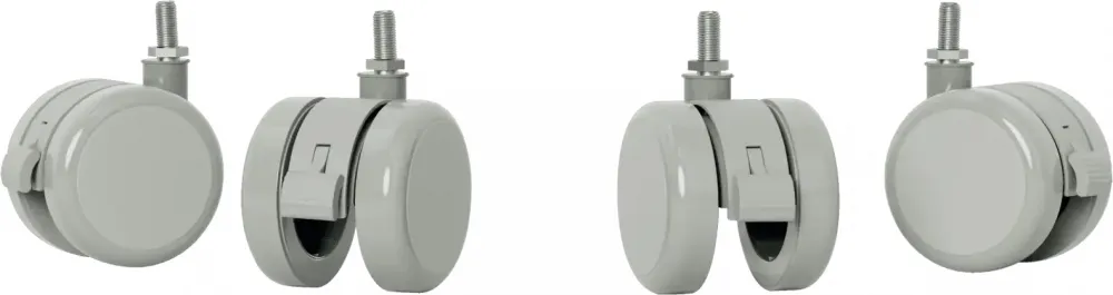 Kółka do biurka Leitz Ergo z elektryczną regulacją wysokości, 40mm, 4 sztuki, szary