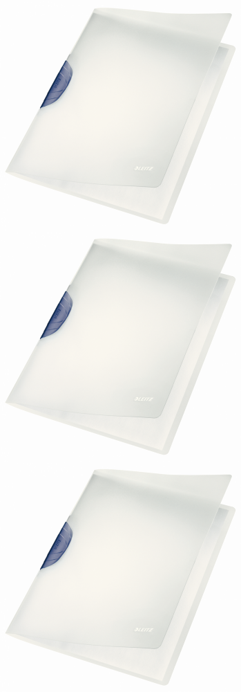 3x Skoroszyt plastikowy z klipsem Leitz ColorClip Magic, A4, do 30 kartek, szary