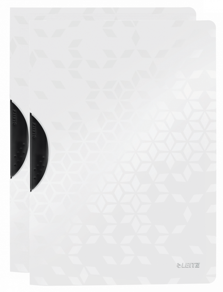 2x Skoroszyt plastikowy z klipsem Leitz Wow ColorClip, A4, do 30 kartek, biały