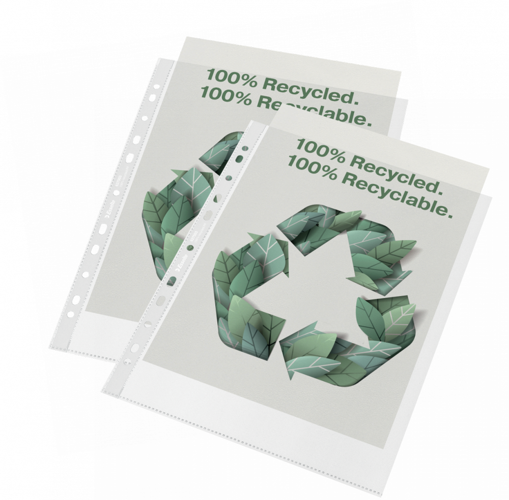 2x Koszulki groszkowe Esselte Recycle Premium, A4 maxi, 70μm, 50 sztuk, transparentny