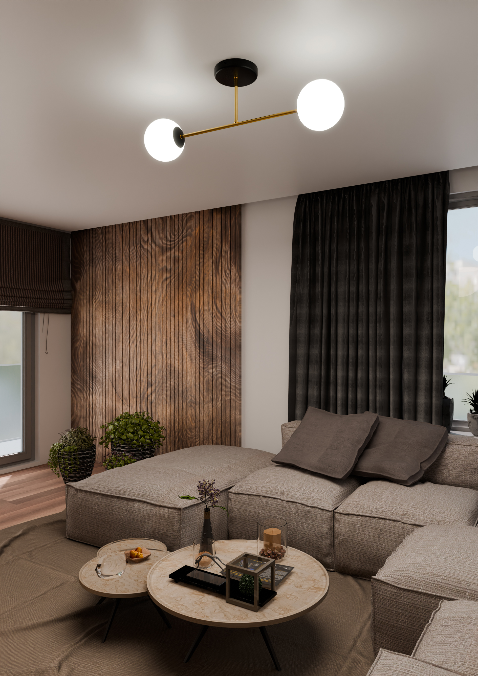 Emibig Magnum lampa podsufitowa 2x10W czarny/złoty/opal 1233/2