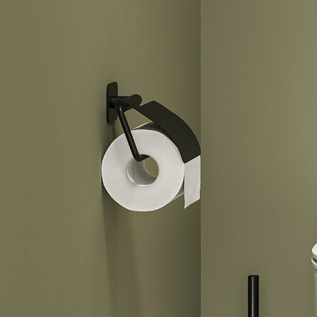 Tiger Colar uchwyt na papier toaletowy z pokrywą czarny 13141.3.07.46