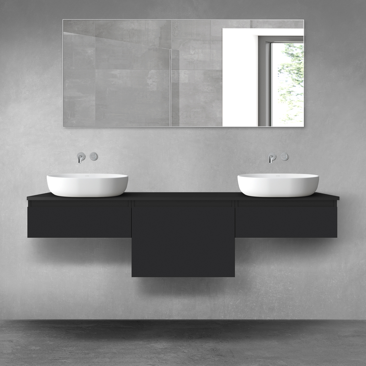 Oltens Vernal zestaw mebli łazienkowych 180 cm z blatem czarny mat 68488300 - Wysyłka w 24h