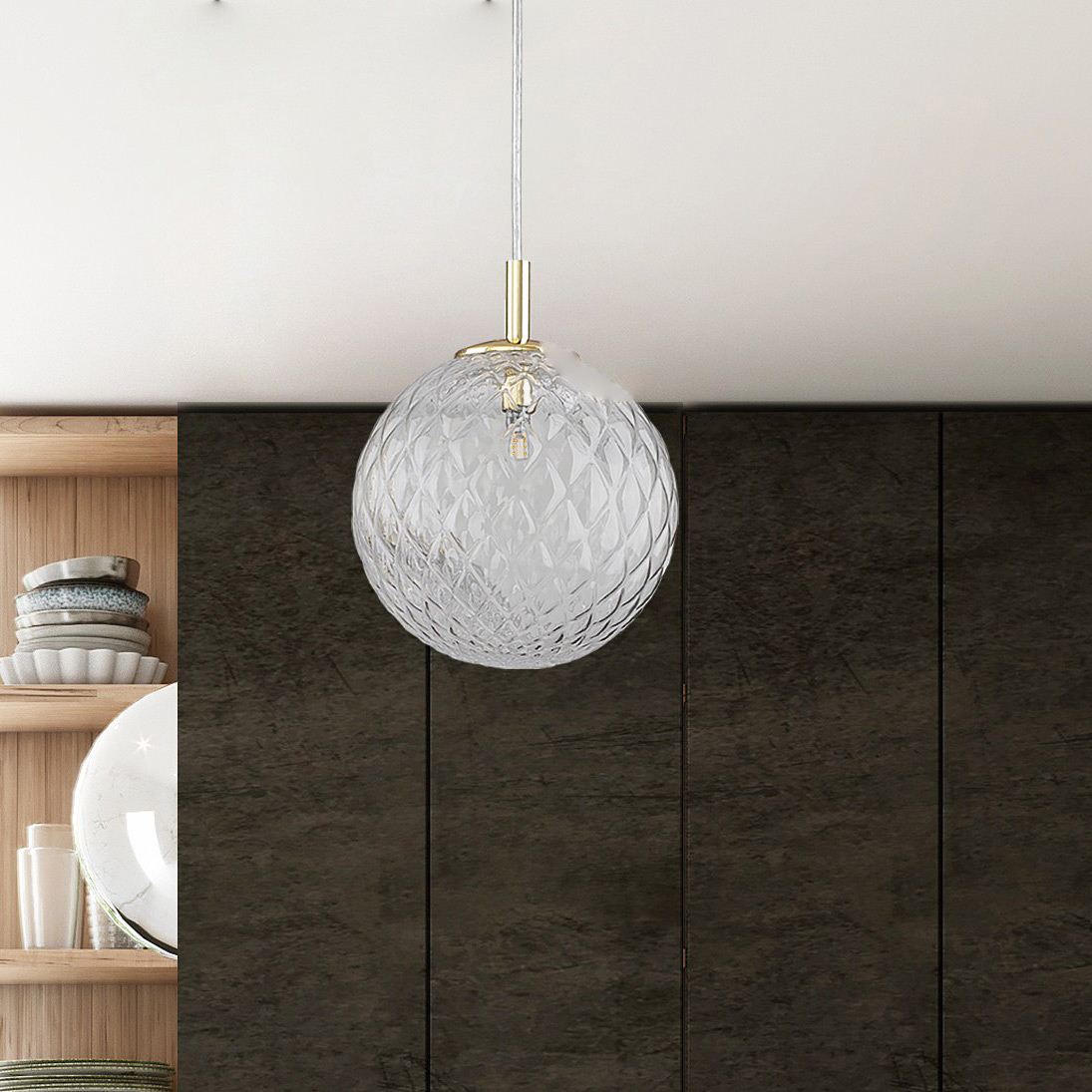 TK Lighting Cadix lampa wisząca 1x6W złoty/przezroczysty 4610
