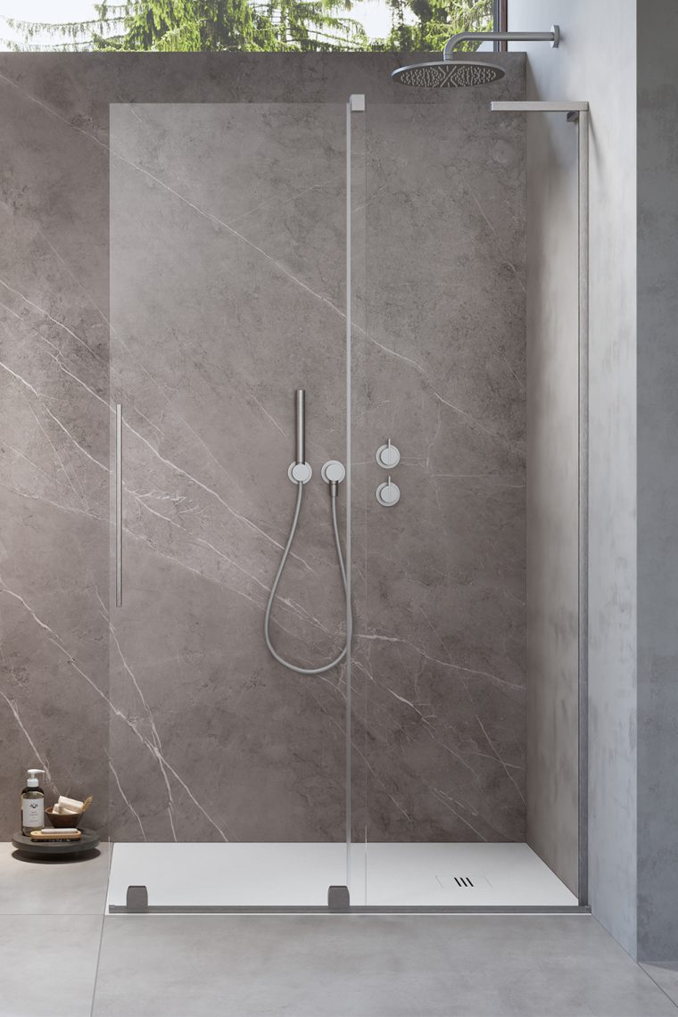 Radaway Furo SL Walk-In drzwi prysznicowe 48,8 cm prawe nikiel szczotkowany/szkło przezroczyste 10306488-91-01R