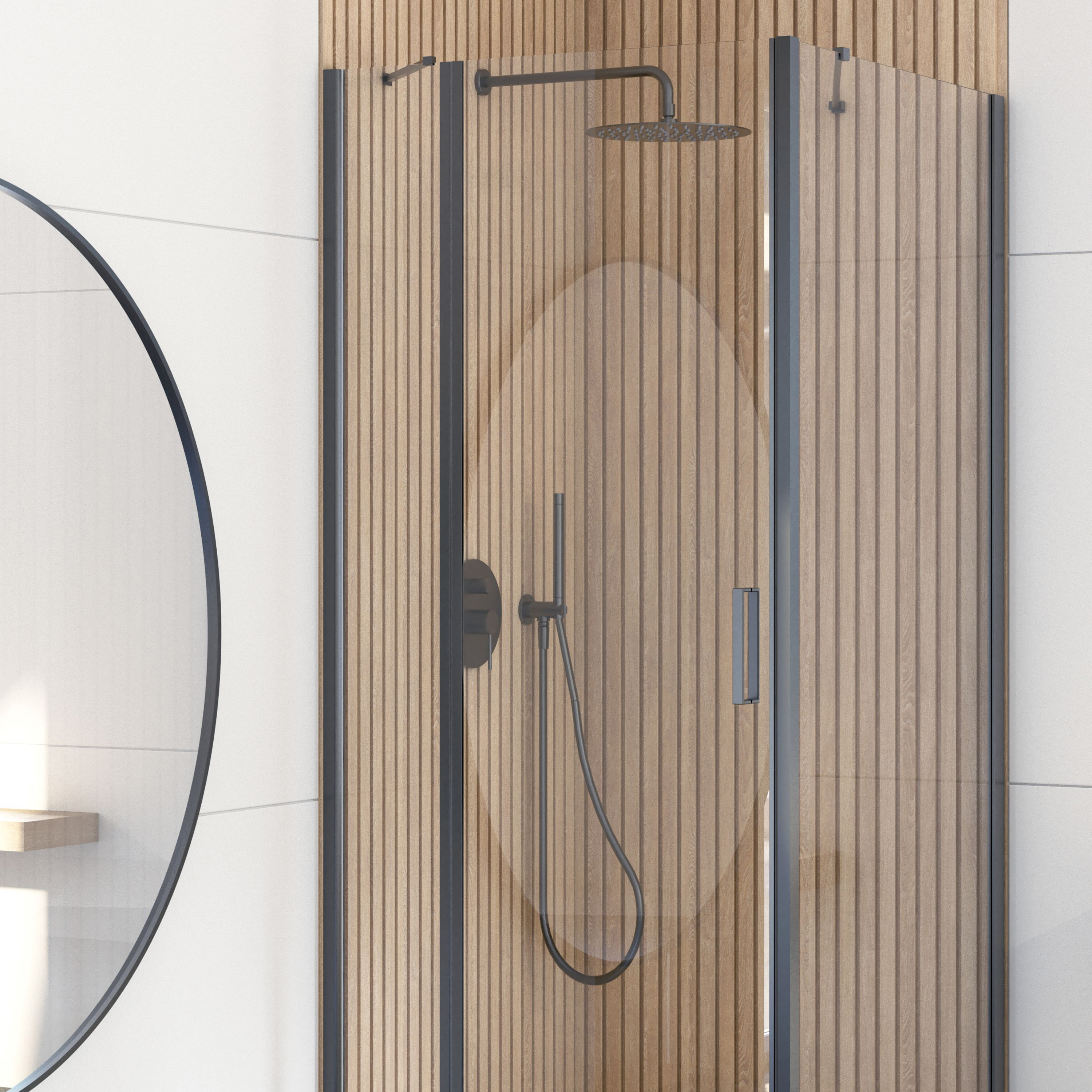 Oltens Verdal drzwi prysznicowe 100 cm uchylne czarny mat/szkło przezroczyste 21205300 - Wysyłka w 24h