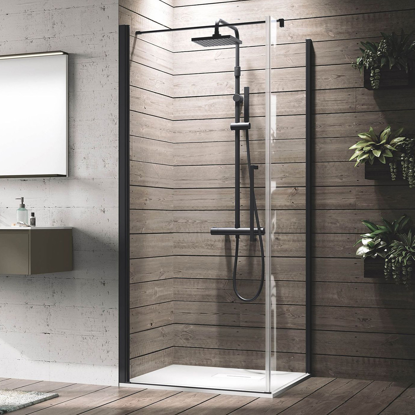 Novellini Young 2.0 G+F drzwi prysznicowe 72 cm czarny/szkło przezroczyste Y2G72-1H