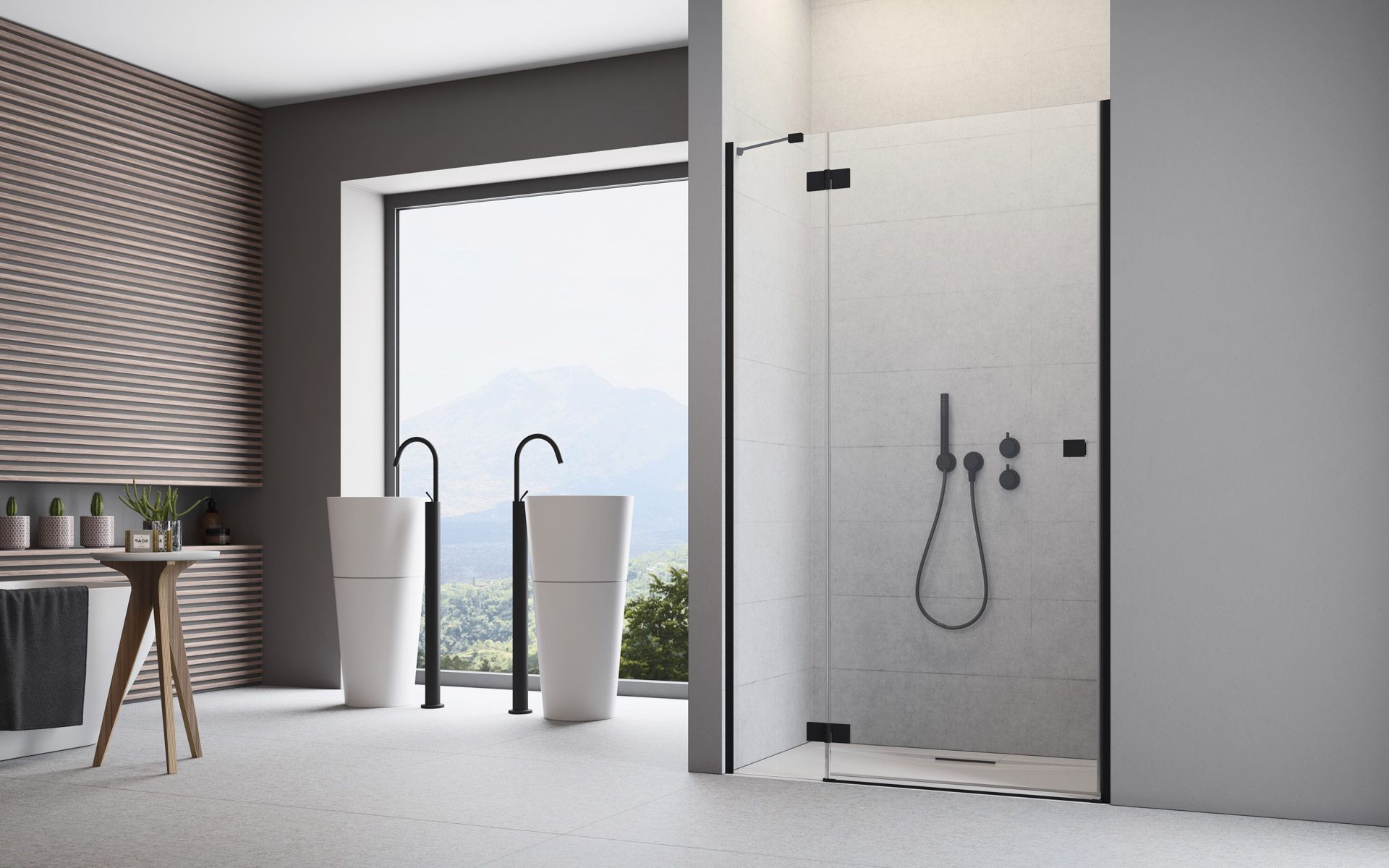 Radaway Essenza New Black DWJ drzwi prysznicowe 130 cm lewe czarny mat/szkło przezroczyste 1385017-54-01L