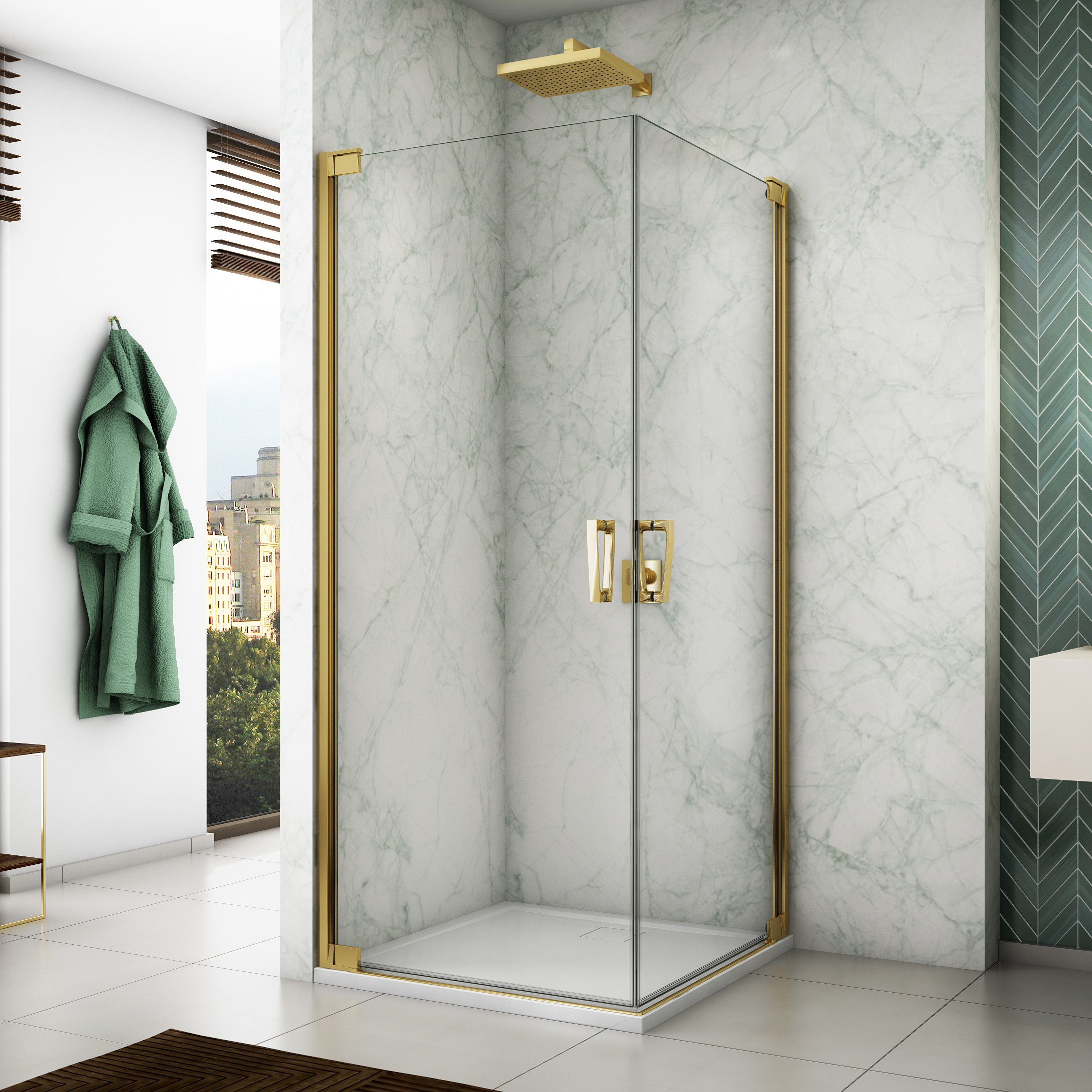 Ronal Cadura drzwi prysznicowe 90 cm prawe złoty/szkło przezroczyste CA1CD0901207