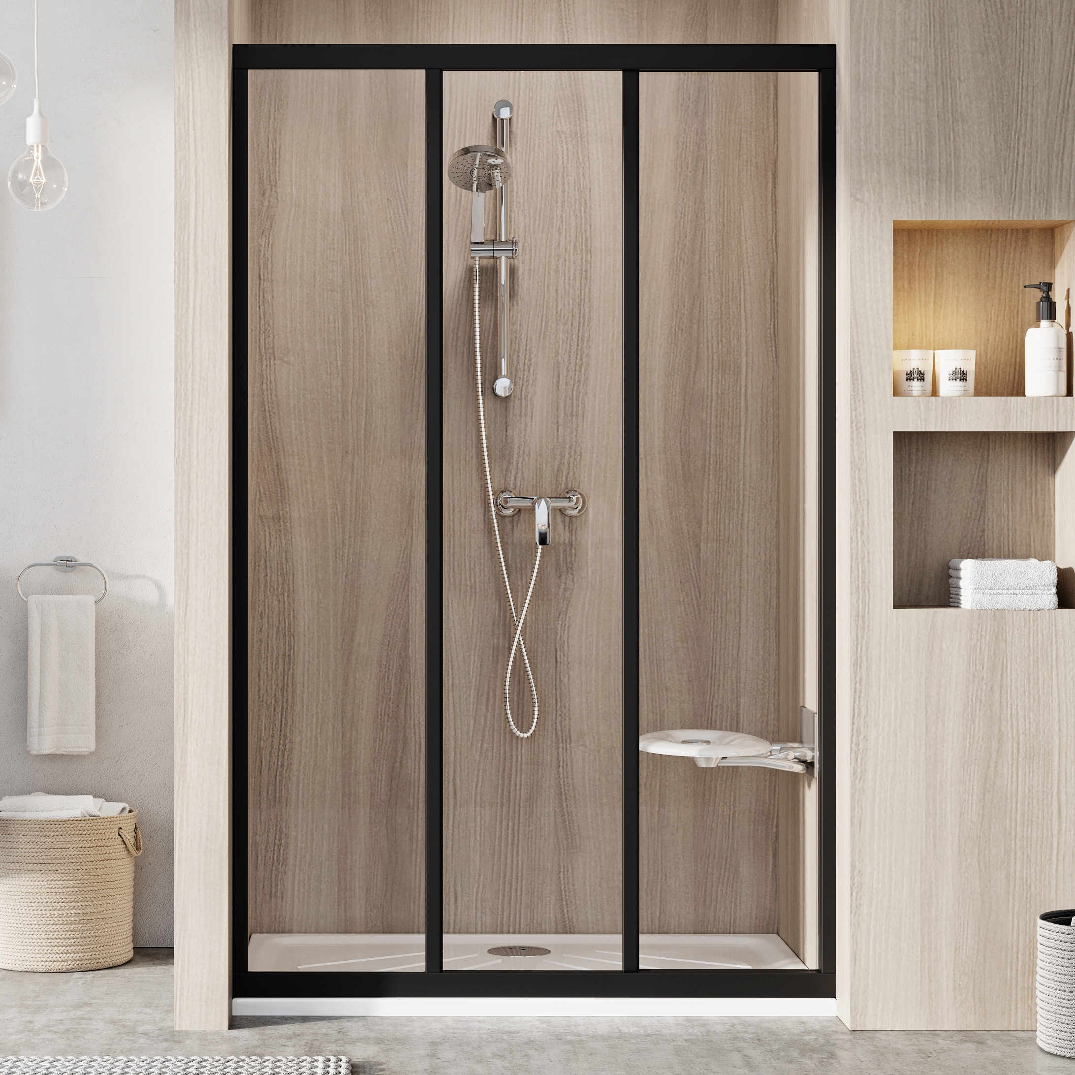 Ravak Supernova drzwi prysznicowe 120 cm rozsuwane czarny mat/szkło przezroczyste 00VG03R2Z1