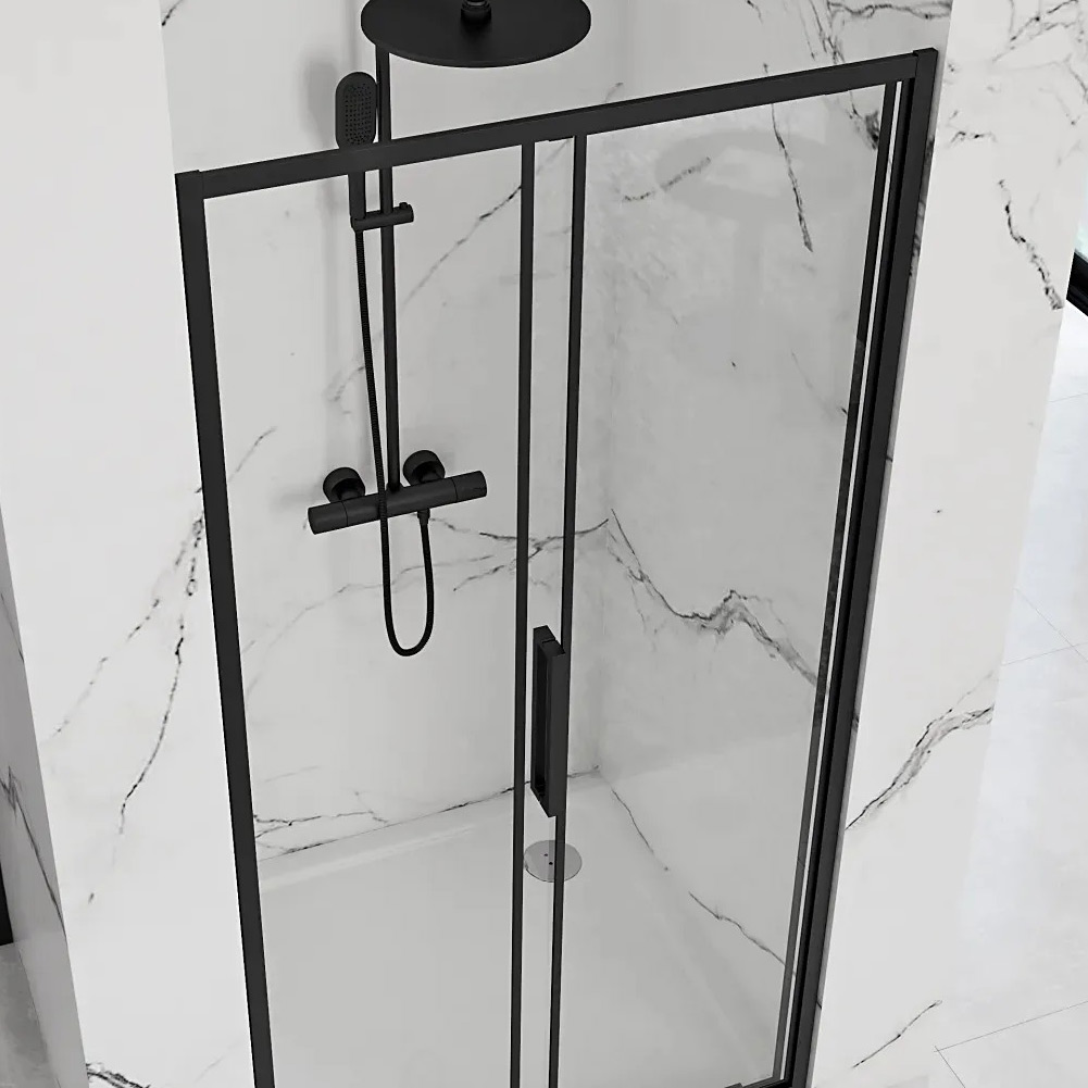 Rea Rapid Slide drzwi prysznicowe 100 cm czarny półmat/szkło przezroczyste REA-K6400 - Wysyłka w 24h