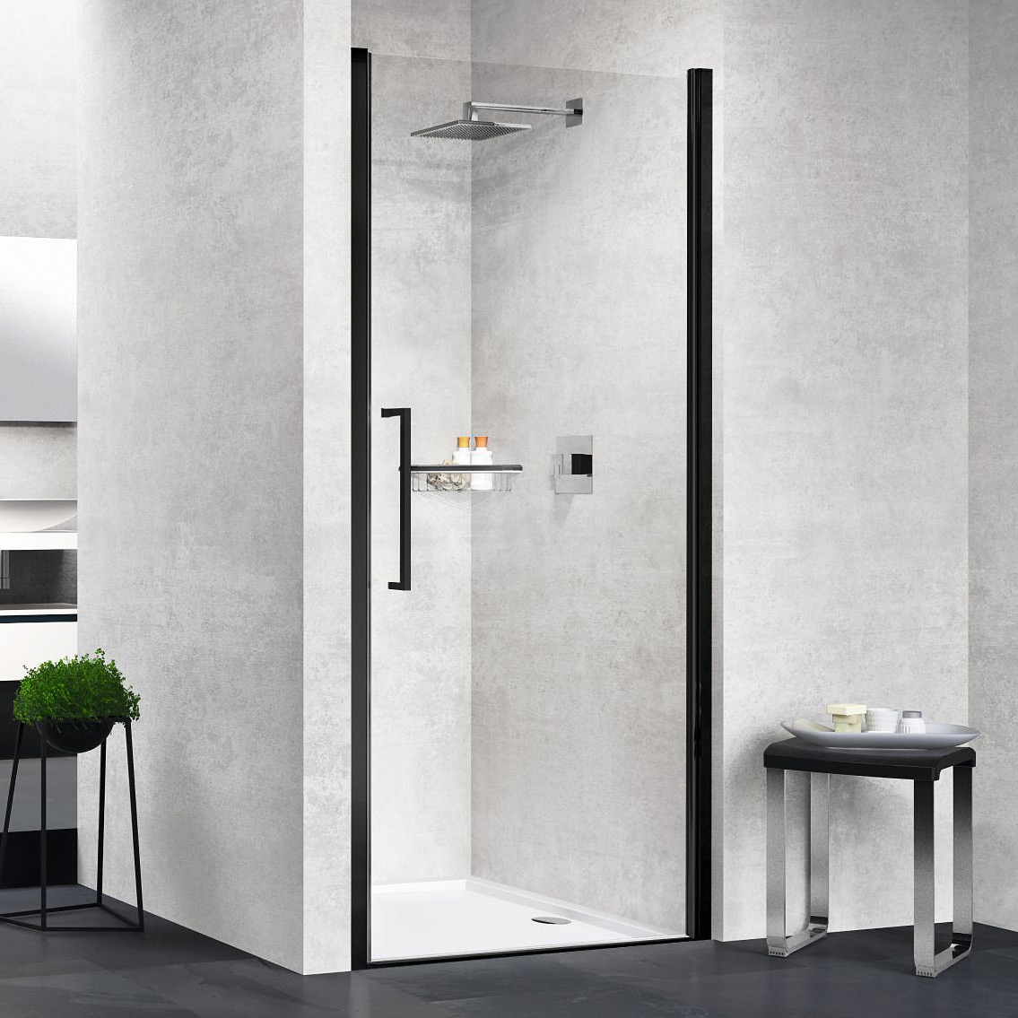 Novellini Young 1B drzwi prysznicowe 97 cm czarny/szkło przezroczyste Y21B97-1H