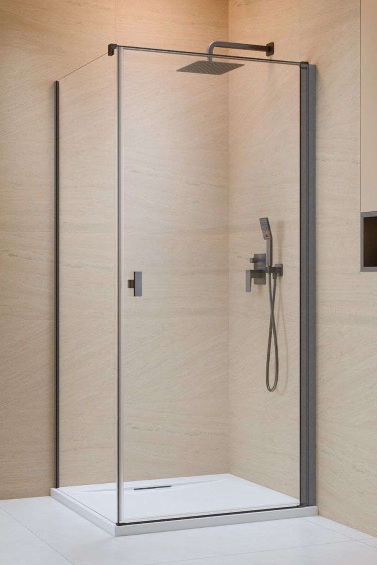 Radaway Nes Brushed GunMetal KDJ I drzwi prysznicowe 90 cm uchylne gunMetal szczotkowany/szkło przezroczyste 10022090-92-01R